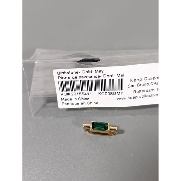Keep Collective May Birthstone Green Baguette Gold Tone Slide Charm NEW - Picture 5 of 5